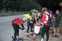 Double Century riders at Christmas Hill Park, morning rest stop. (210ft)