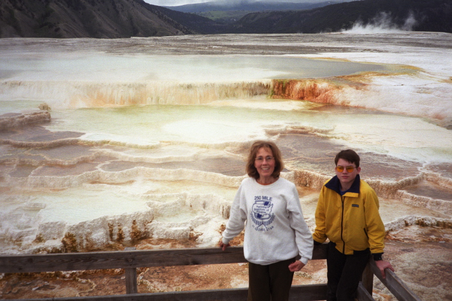 Kay and Matthew at Mammoth Hot Springs