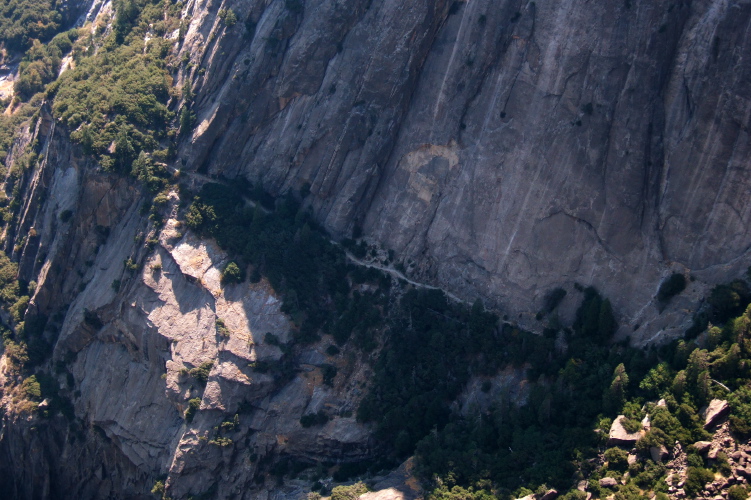 Yosemite Falls Trail hugging the cliffs.
