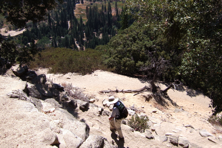 David climbing switchbacks near Columbia Rock.