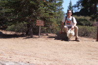 Bill at the junction with the trail to the Yosemite Falls Overlook.