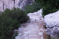 Slippery, dusty steps on the Yosemite Falls Trail.