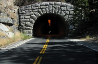 Entering the long tunnel on Big Oak Flat Rd.