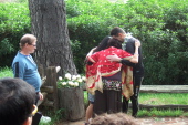 A huddle with mom before the ceremony.