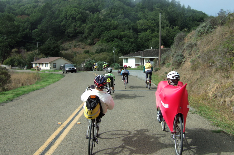 Returning from Muir Woods to Muir Beach.