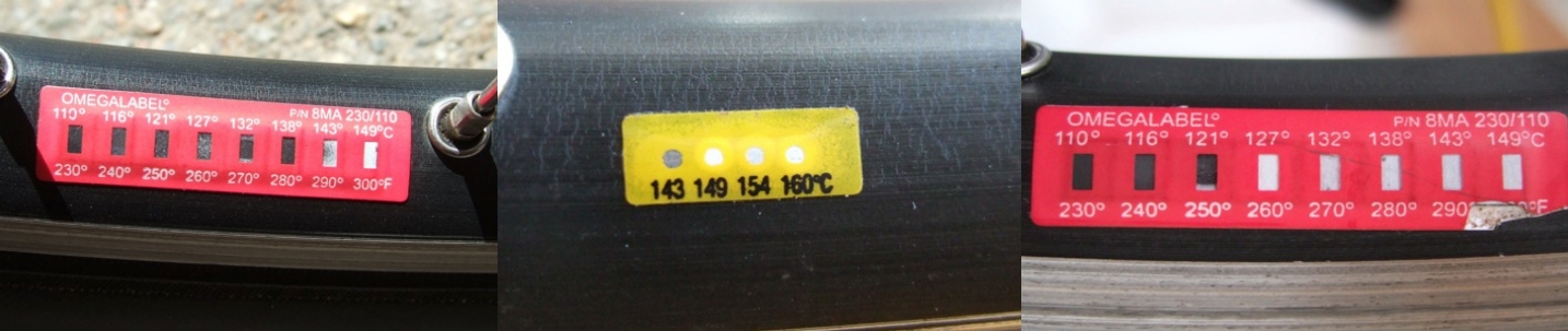 non-reversible temperature stickers